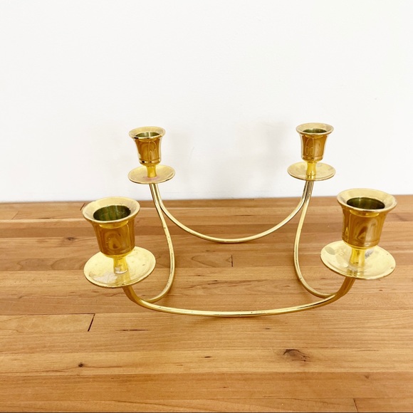 Vintage Other - MCM Hollywood Regency Brass 4 Candle Candelabra.